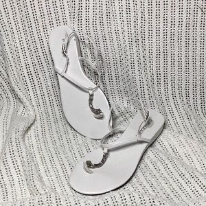 White vinyl with crystal sandals